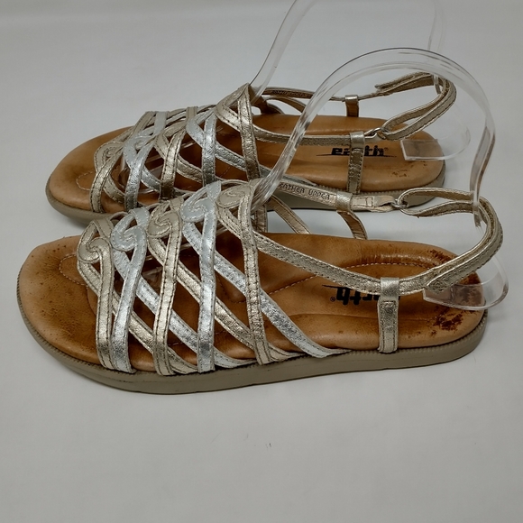 Earth Razzle Gold Strappy Leather Comfort Sandals Women's Size 6 - Picture 6 of 12